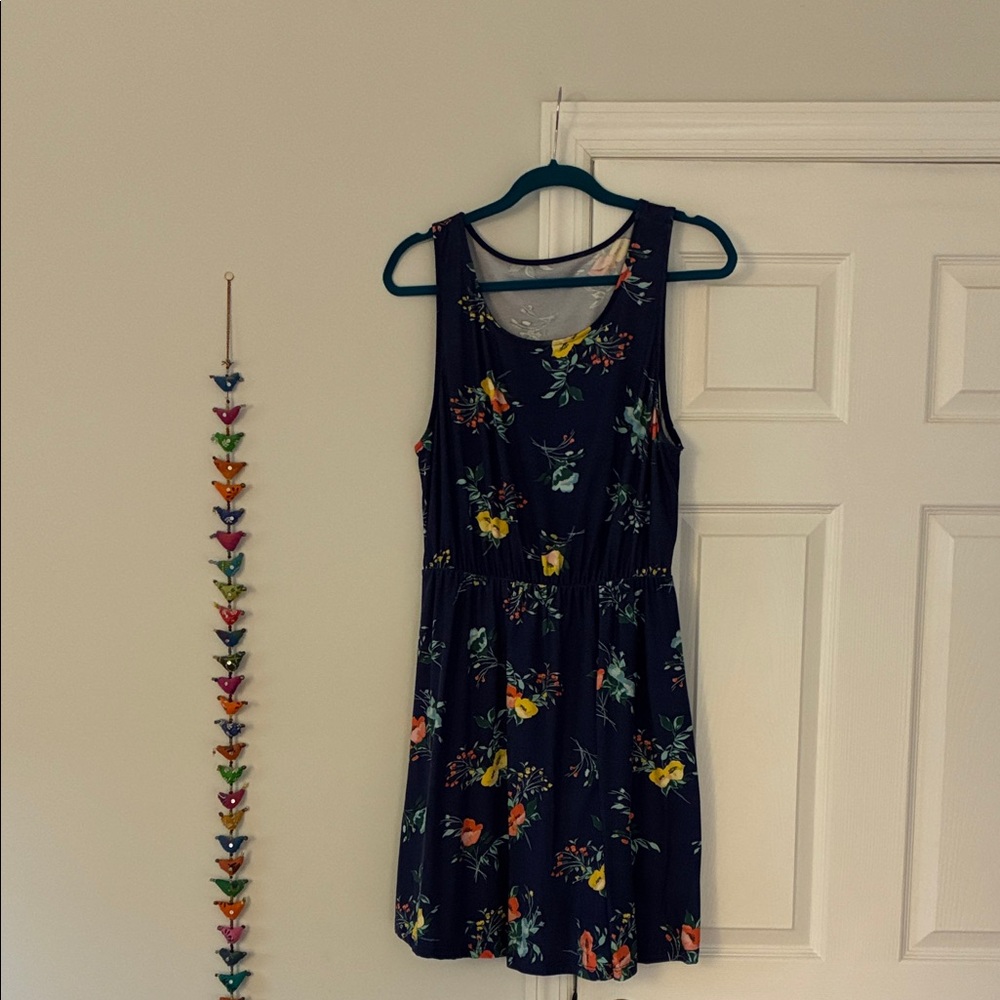 Sleeveless Navy Floral Summer Dress